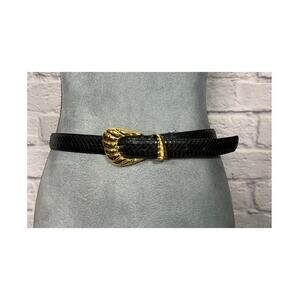 Vintage 90's Magid Snakeskin Belt with Ornate Goldtone Buckle